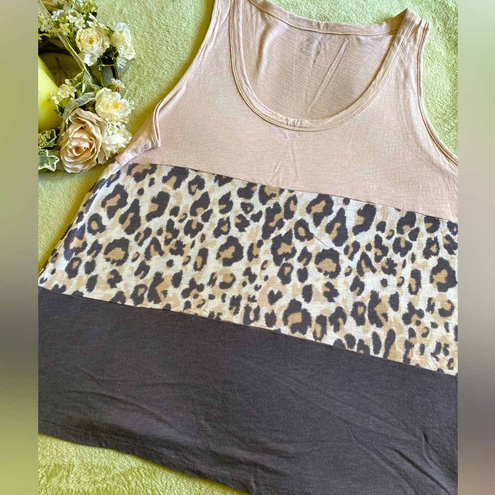 Maurices Pink Leopard Print Colorblock Tank Top